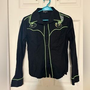 Banned Apparel Womens Western Frankenstein Shirt Black Long Sleeve - Medium